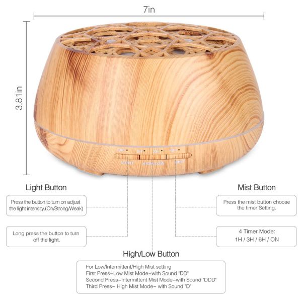 400ml Wood Grain Electric Smart Wifi Aroma Essential Oil Diffuser Ultrasonic Air Humidifier with Tuya APP Remote Control