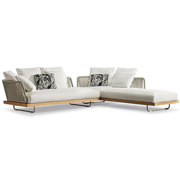 Modern Patio Sectional Outdoor Furniture with Cushioned Rattan Sofa Bed in Bali Style
