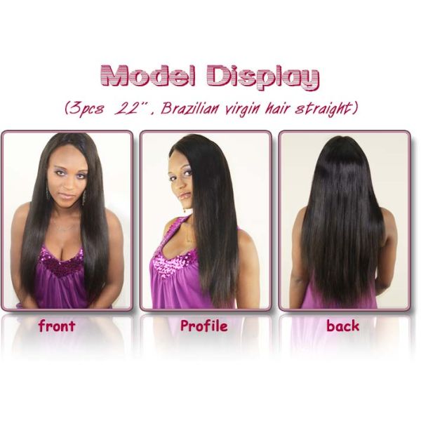 Natural Black Remy Virgin Human Hair Extensions Straight Type