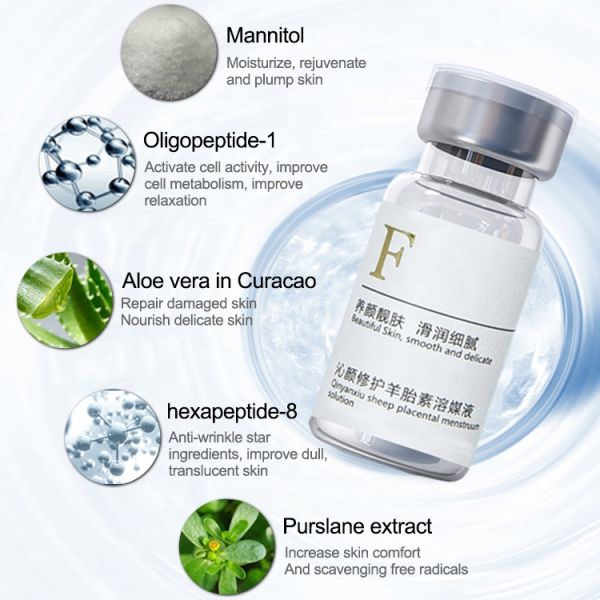 Sheep Placenta Freeze-Dried Serum Peptide Infused Anti-Aging Hyaluronic Acid Facial for Essence Day Night-Factory Custom