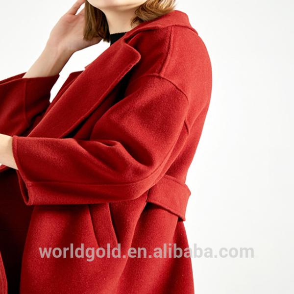 Wool Long Women's Casual Winter Coats , Red Color Female Winter Jacket
