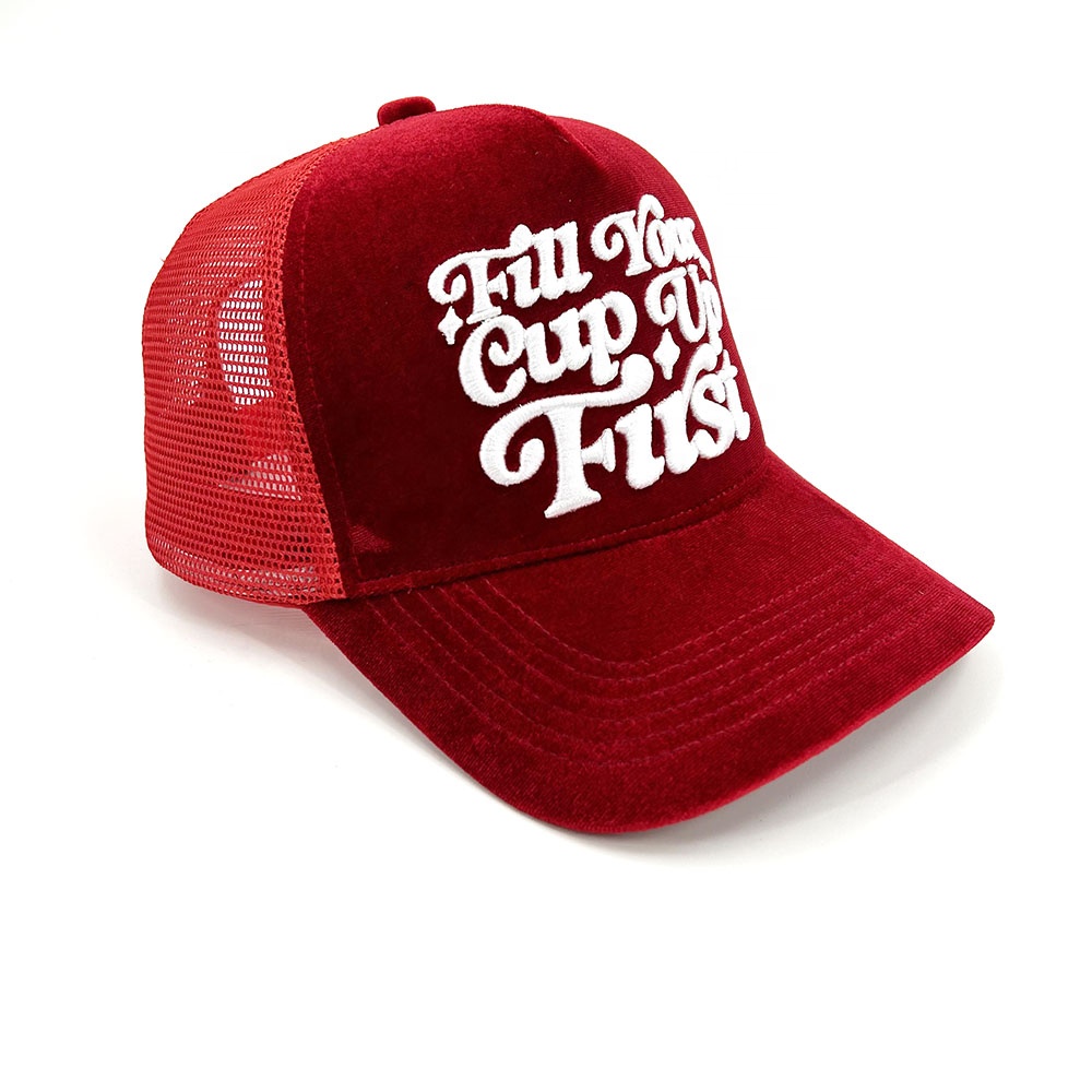 Custom A Frame 5 Panel Baseball Caps 100% Cotton 3D Embroidered Two Tone
