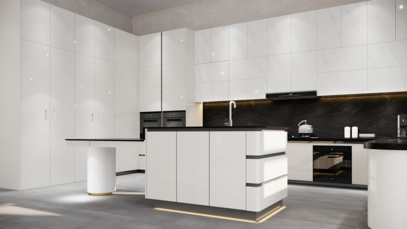 Versatile U Shaped Kitchen Cabinet Modern Black Kitchen Cabinet With Maximized Storage