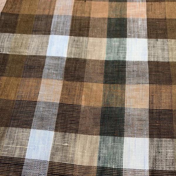Enzymed Stone Washed French Linen Fabric for Clothes Yarn Dyed Gingham Check 100% Linen Fabric