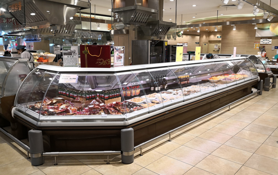 Refrigerador de doble puerta de acero inoxidable con puerta de cristal curva delantera elevable