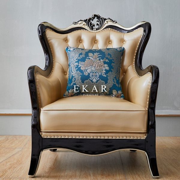 Living Room Luxury Classical Style 6 Seater Leather Sofa Set