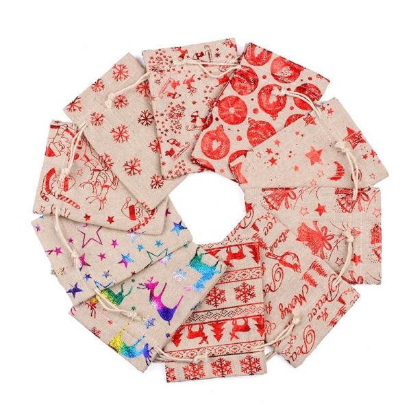 Sacos de lenço impresso para presente de Natal e doces 13cm*18cm como imagem