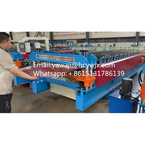 Metal Double Layer HC6/22  Trapezoid Roof Tile Making Roll Forming Machine Upper Level Mini Peak