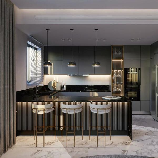 Luxury Island Solid Plywood Storage Full Kitchen Units Set Modern Cabinets Corner Wall Cabinets Kitchens For Home