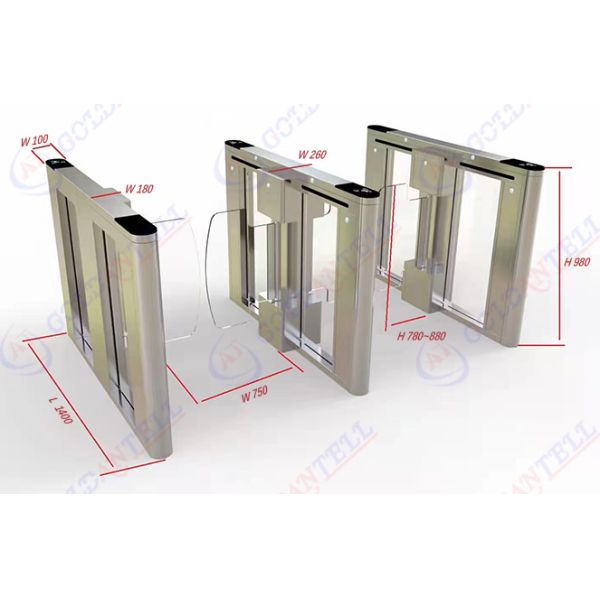 100mm Wide Slim Swing Turnstile Barrier Fast Passage Automatic RFID Reader For Lobby