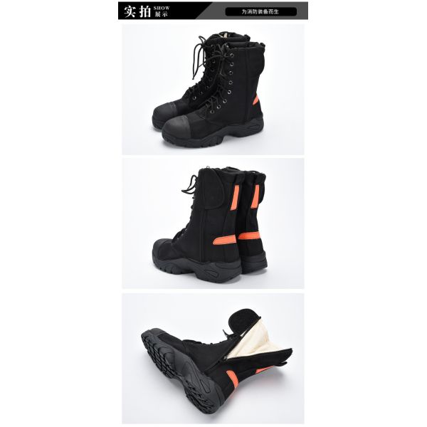 Black Work Shoes With Rubber Sole Unisex Canvas Safety Boots