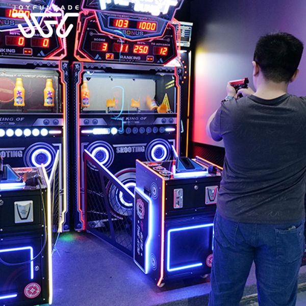 4-Player Gun Game King Shooting Arcade Machine Commercial Bottle Shooting Ticket Redemption Game Deluxe Bottle Shoot Arcade Simulator with 75-Inch Screen