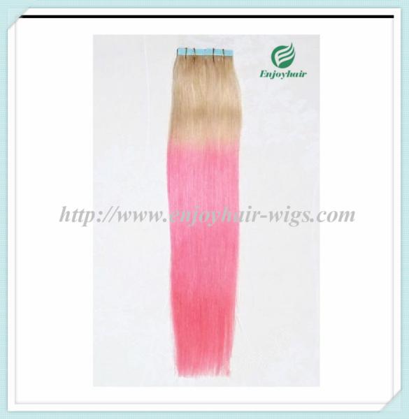 Tape Hair extension 16-28L,100s/pack T613#/pink# color Straight malaysian virgin hair