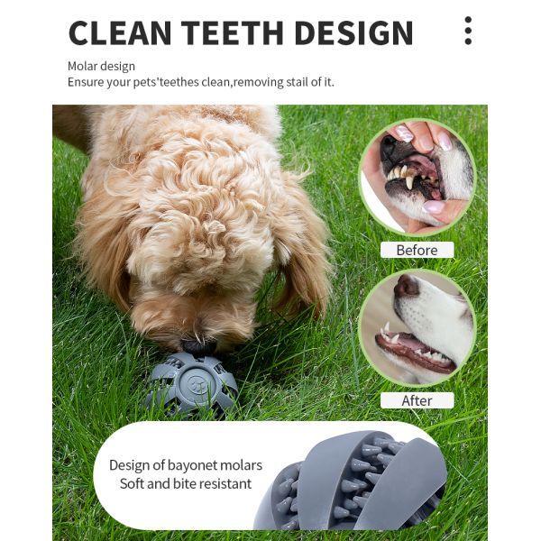 Playing Dog Toys Silicone Ball for Interactive Teeth Cleaning and Leak Food Dispensing