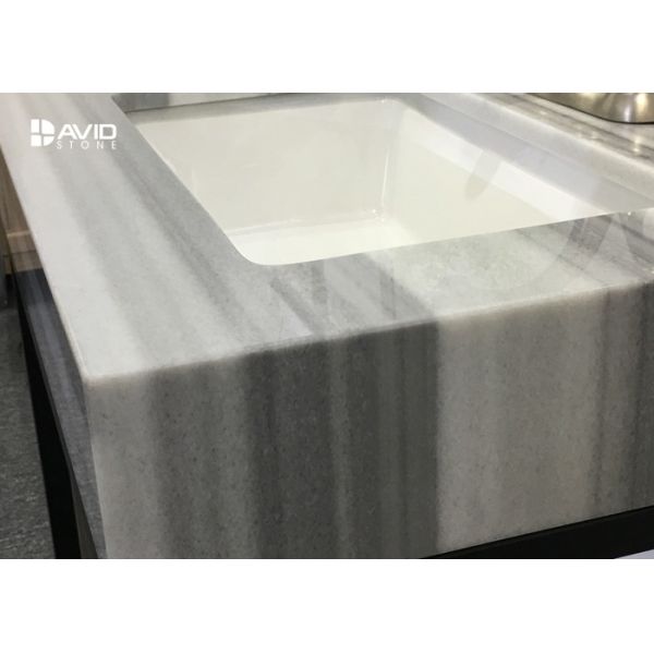 Turkey Marmaray White Marble Vanity Tops , Marble Kitchen Countertops