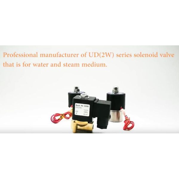 Manera neumática DC24V UD-06H de la serie 2 de la válvula electromagnética 2W del cuerpo de cobre amarillo del sello de Viton para el agua/el vapor