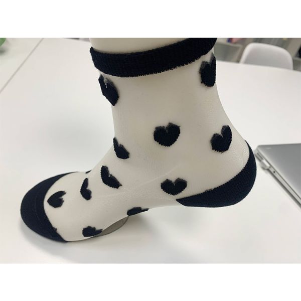 As picture Customized Women Black White Sexy Lace Sheer Mesh Socks Mid Calf Length for Summer