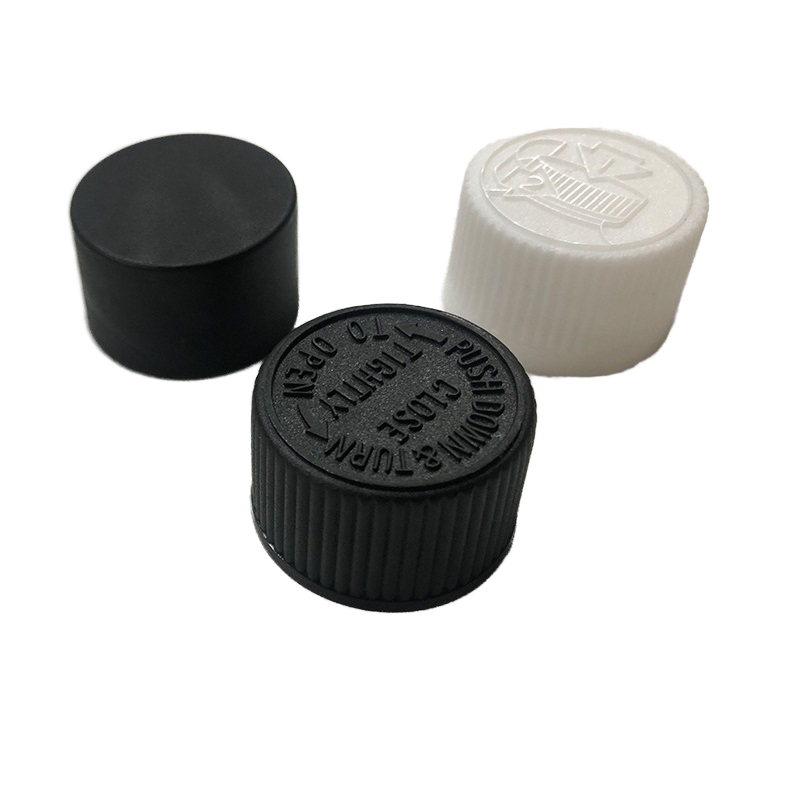 Child-Resistant Ribbed Embossed Continuous Thread Lid Screw Cap Non-Spill PP Plastic Lids for Bottles