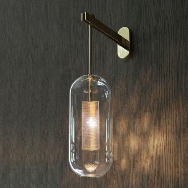 Da luz moderna dourada de bronze da parede da antiguidade do vintage do sótão abajur de vidro claro