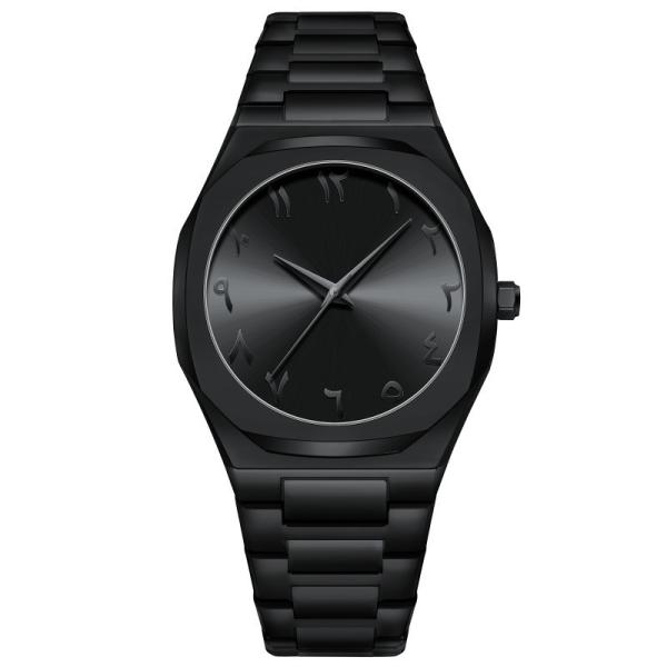 Luxury Business Black Alloy Band Arabic Dial Watches for Men Custom Logo