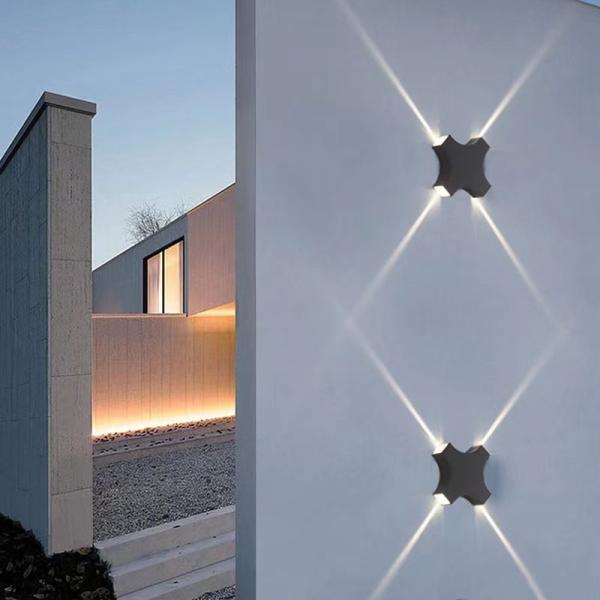 Lâmpada de parede exterior 220V 155x155x40MM preto de alumínio