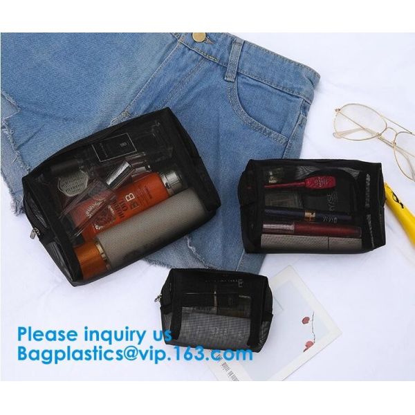 Women's cosmetics Travel cosmetic bag,Nylon Mesh Cosmetic Makeup Bag,Promotional Bags, PVC/PE/EVA/PU/TPU