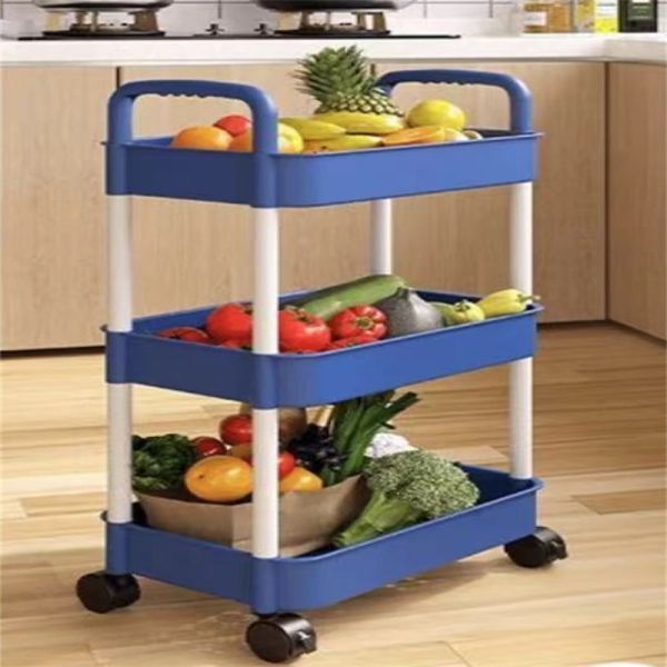 Three-layer Kitchen Rotating Shelving for Multifunctional Vegetable and Fruit Storage