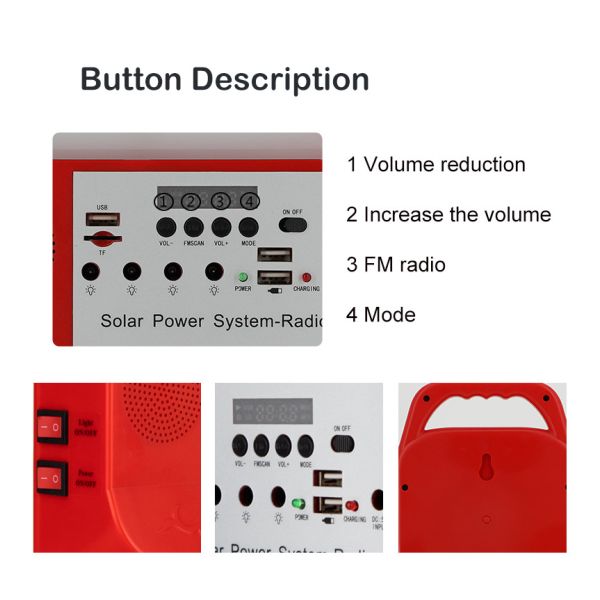 Power Generator Camping Solar Energy System Kit 3pcs Portable