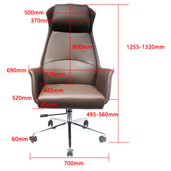 Office Swivel Chair with High Density Foam Padding, 700mm Five-Star Base, and PU Leather Upholstery for Enhanced Comfort