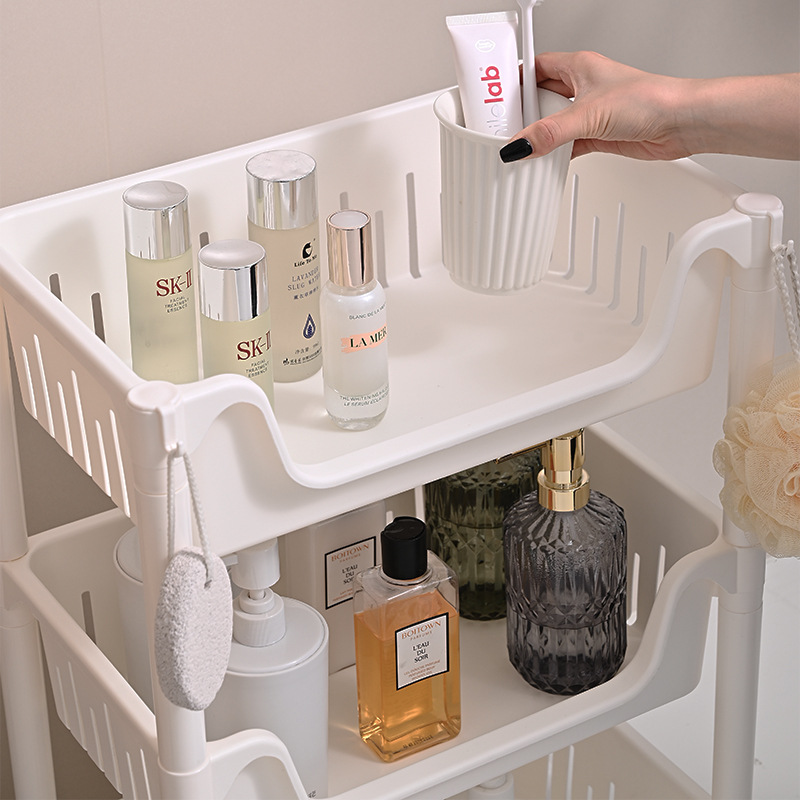 Plastic Storage Shelf Simple Multi-layer Kitchen Bathroom Storage and Arrangement Shelf Floor Living Room Mobile Shelf