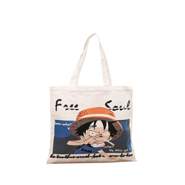 Cartoon Pattern Folding Canvas Tote Bag Lightweight Eco Friendly