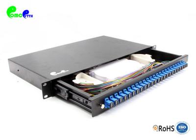 24 completos óticos da palavra simples da manutenção programada do SC do quadro de distribuição das fibras FTTH carregados 19 polegadas 1U