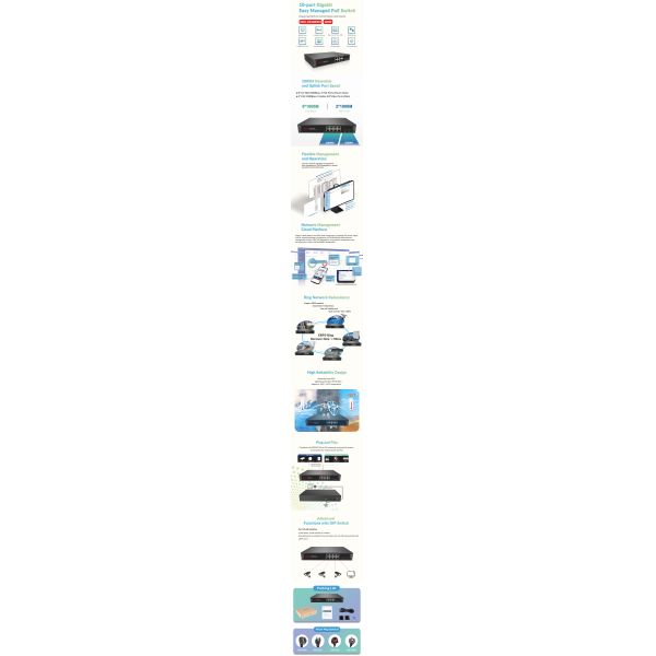 10 Port Gigabit Managed POE Switch IEEE802.3af IEEE802.3at Standard For CCTV Surveillance
