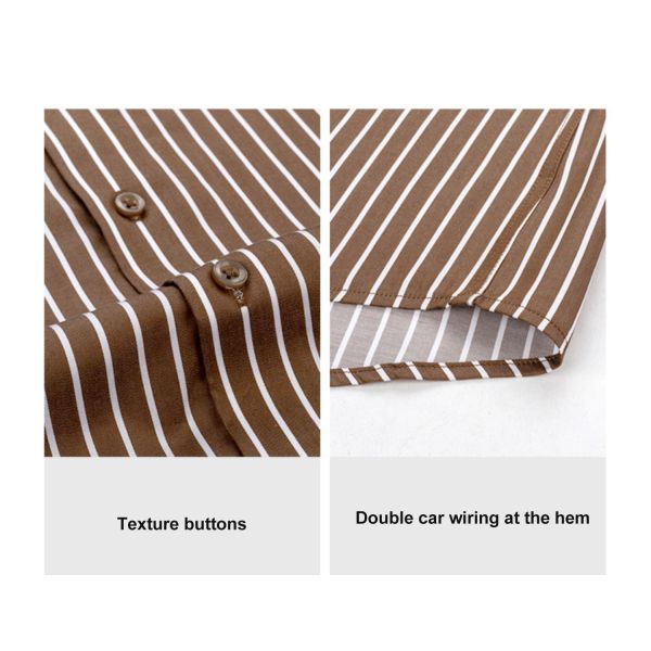 Summer Striped Shirt for Men No-Iron Long-Sleeved Business Casual Slim Fit Suit Shirt
