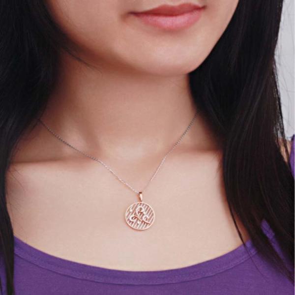 New Design 18K Rose Gold White Gold Two Tone  Round Charm Necklace  (GDN006)