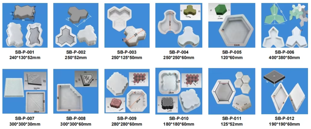 PP Rubber Block Mold Plastic Brick Cement Floor Tile Paver Mold: Applicable to Streets, Parks, Parking Lots and Road Paving Brick Mold
