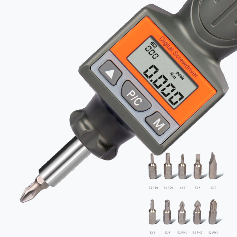 Jauge de couple numérique et tournevis avec plage de 0,0015-0,5 N.m, précision de ±2 % de l'échelle complète et dimension hexagonale de 1/4 pouce