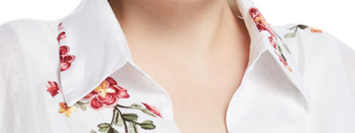 Вышитое Связ-переднее плюс дизайна моды размера дамы блузки женщин корейского Линен