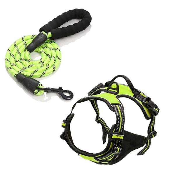 Neoprene Reflective Dog Harness Set No Pull Collar And Leash Custom Hi Vis Dog Harness