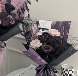 Plum Purple Sauce Marble Pattern Flower Packaging Paper