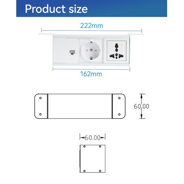 Recessed Under Desk Mount Power Bar Edge Power Bar UKCA Certificated