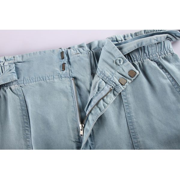 Stockpapa Ladies Plain Dyed Denim Wrap Skirts With Belt