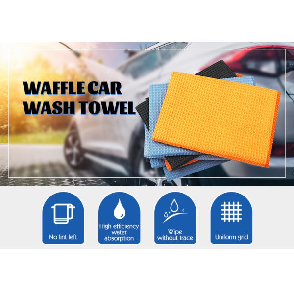 Produto de higiene do automóvel de microfibra de poliéster 380 GSM Toalhas de secagem de tecido de waffle