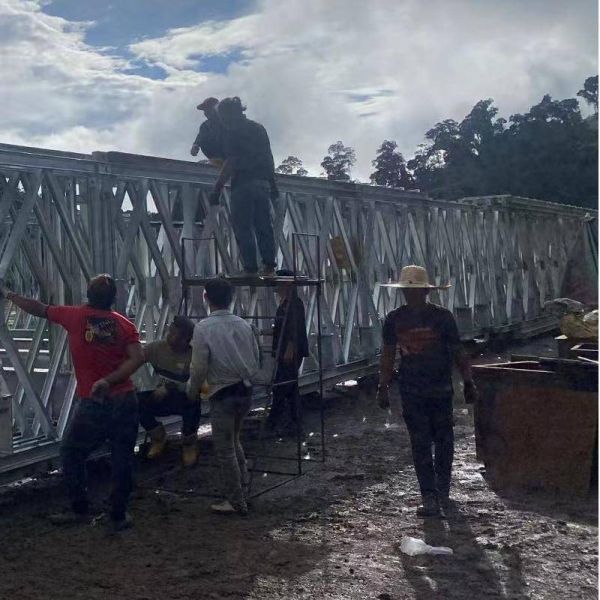 Galvanized Prefabricated Steel Truss Pedestrian Bridge Double Lane 7.35m