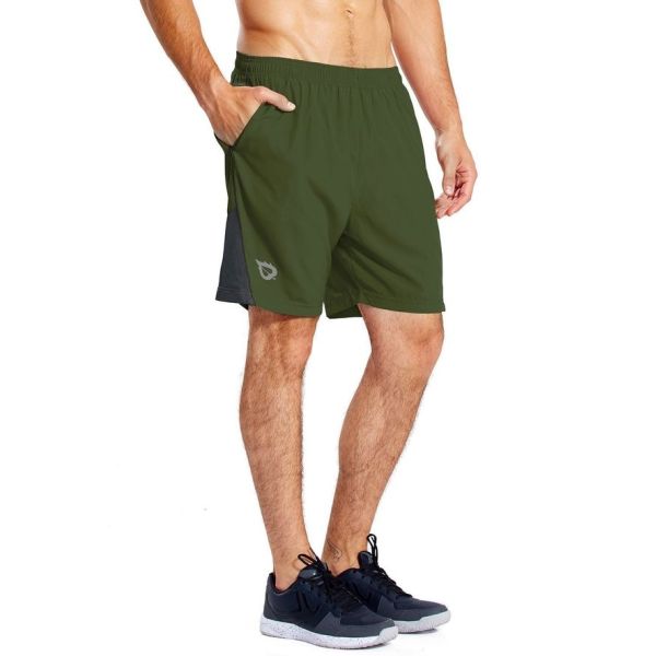 Male 7 Inches 5% Spandex Running Wear Quick Dry Mesh Liner Zip Pocket
