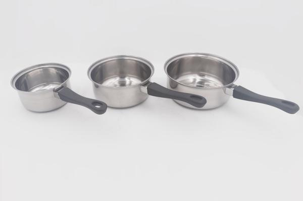3pcs Hotsale restaurant induction saucepot non-coating stainless steel stew pot