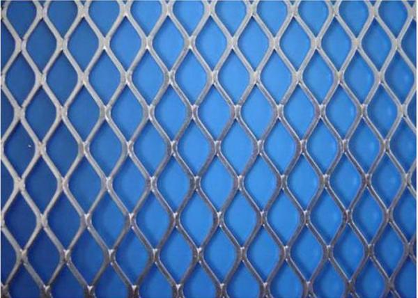 Electric Galvanized Stretched Steel Mesh , Silver Plain Expanded Metal Sheet