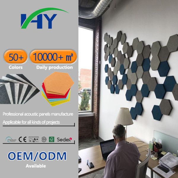 Sound Absorption Hexagon Acoustic Wall Panels For Renovation