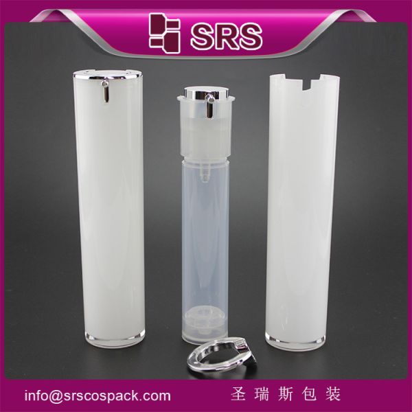 SRS acrylic 15ml 30ml 50ml plastic cosmetic airless pump bottle with sprayer for skincare