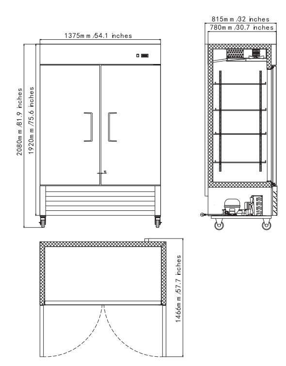 Embarco Commercial Solid Door Reach In Refrigerator 43 Cu.Ft